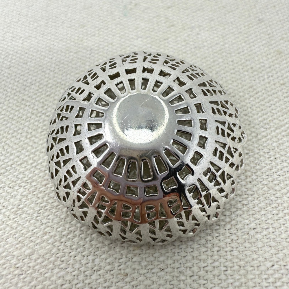 Crown Trifari Mandalay Brooch Silver Tone Openwork Dome Pin Vintage 1.5"